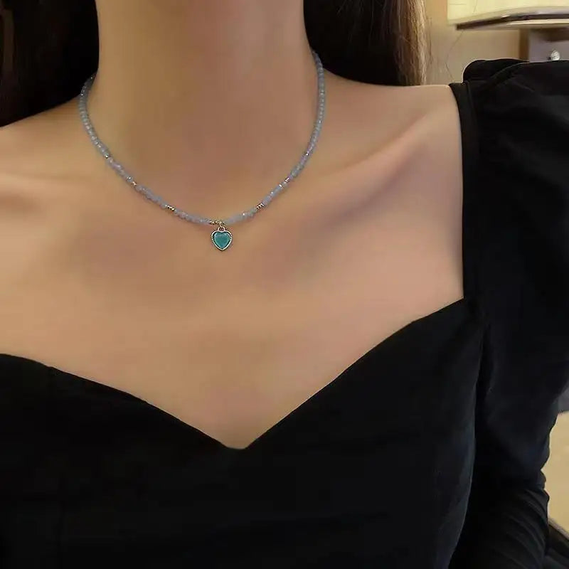 Women Choker Necklace Double Layer Beads Necklace Gift for Friend Silver Color Geometric Necklace Wholesale Collar Jewelry-Dollar Bargains Online Shopping Australia