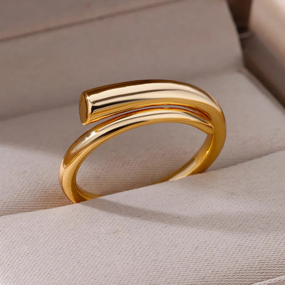 Stainless Steel Rings For Women Men Gold Color Engagement Wedding Party Ring Female Male Finger Jewelry Birthday Gift-Dollar Bargains Online Shopping Australia