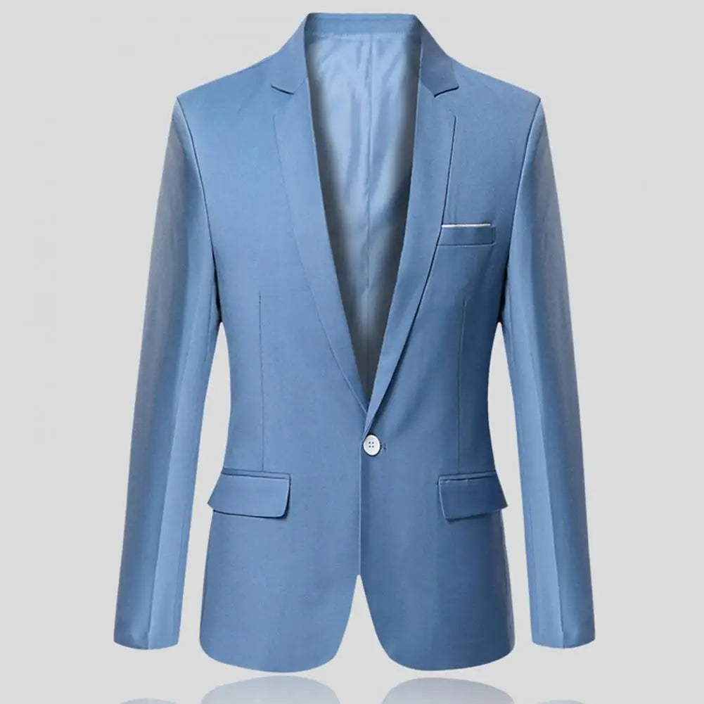 Men Blazer Lapel Suit Jacket Men Formal Evening Dress Jacket Male Blazer Coats Men Blazer Solid Single Button Lapel Suit Jacket