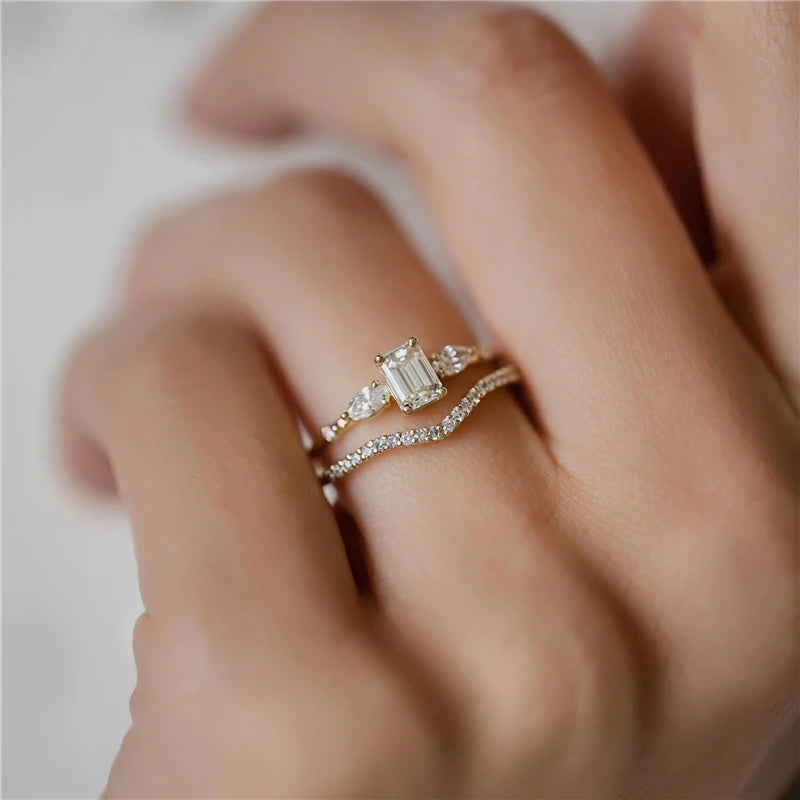 925 Sterling Silver Fashion Mini Zircon Engagement Ring for Women Rings Female Gold Color Fine Jewelry-Dollar Bargains Online Shopping Australia