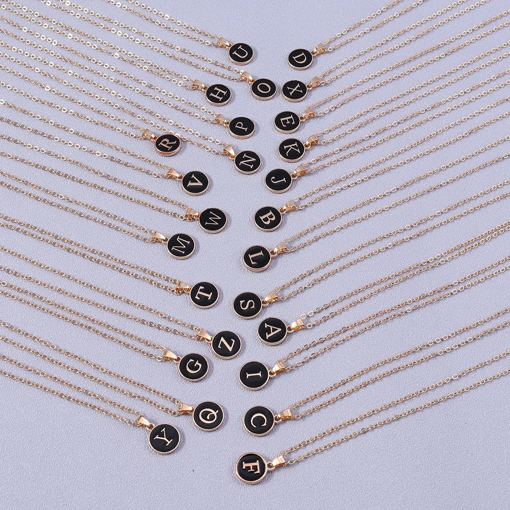 Name Initials Letter Pendant Necklace Enamel A-Z Alphabet Necklaces Girls Birthday Gifts Jewelry Accessories-Dollar Bargains Online Shopping Australia