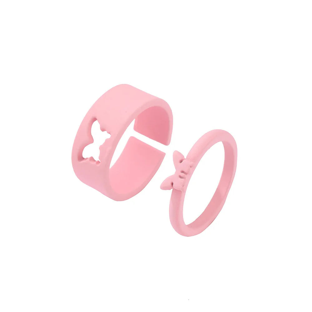 Drip Oil Love Set Ring For Women Simple Light Luxury Ladies Smiley Butterfly Jewelry Birthday Party Gifts-Dollar Bargains Online Shopping Australia
