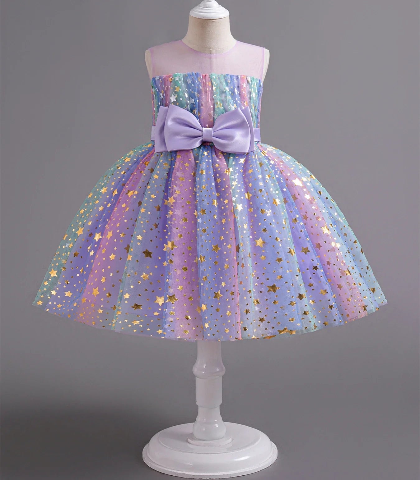 Girls Rainbow Tulle Dresses Kids Wedding Tutu Layers Cake Princess Elegant Party Prom Dress Children Communion Evening Clothes