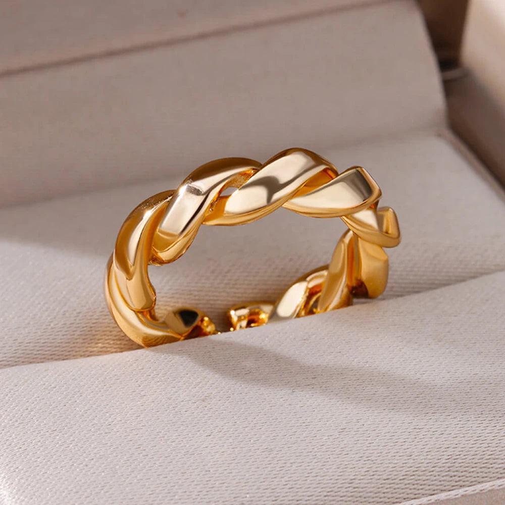 Stainless Steel Rings For Women Men Gold Color Engagement Wedding Party Ring Female Male Finger Jewelry Birthday Gift-Dollar Bargains Online Shopping Australia