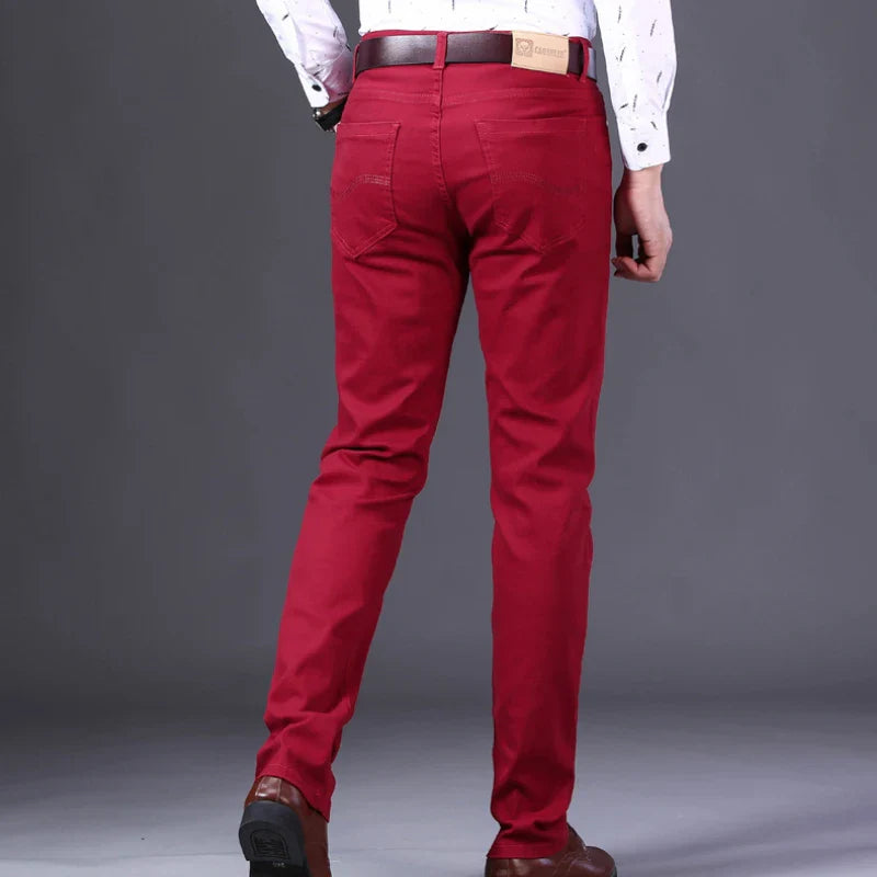 Jeans Men Fashion Casual Classic Style Business Straight Fit Soft Trousers Male Pants