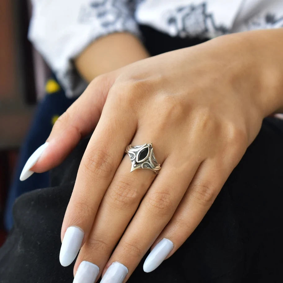 Fashion Punk Jewelry God's Eye Black Gem Ring Women's Vintage Bohemian Ring Y2K Fashion Women's Wedding Party Holiday Gift-Dollar Bargains Online Shopping Australia