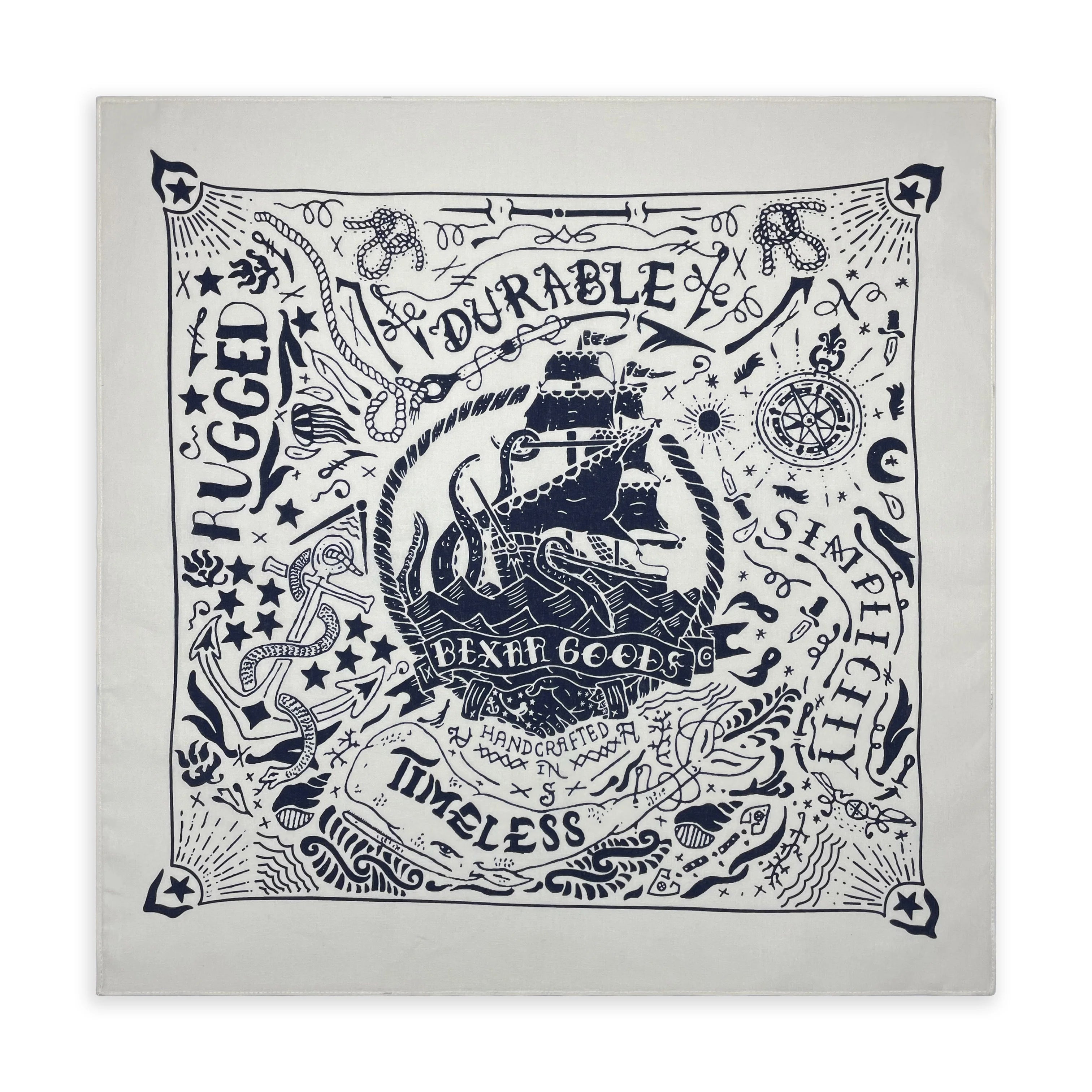 55CM Cotton Vintage Sailor Ocean Anchor Square Hip Hop Printed Bandana Men Women Outdoor Headbands Band Wrist Wraps Scarves-Dollar Bargains Online Shopping Australia