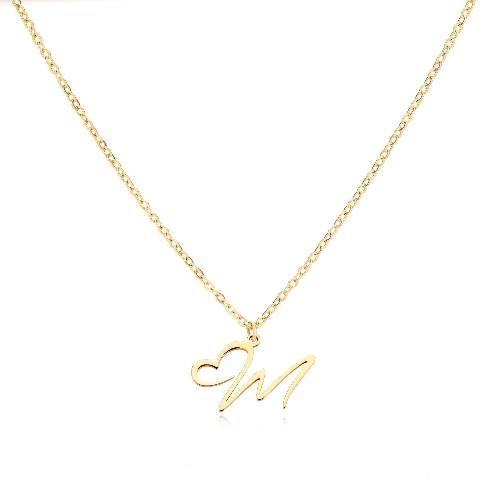 Heart Initial Letter Necklace for Women Gold Color Stainless Steel Necklace Jewelry Wedding Birthday-Dollar Bargains Online Shopping Australia