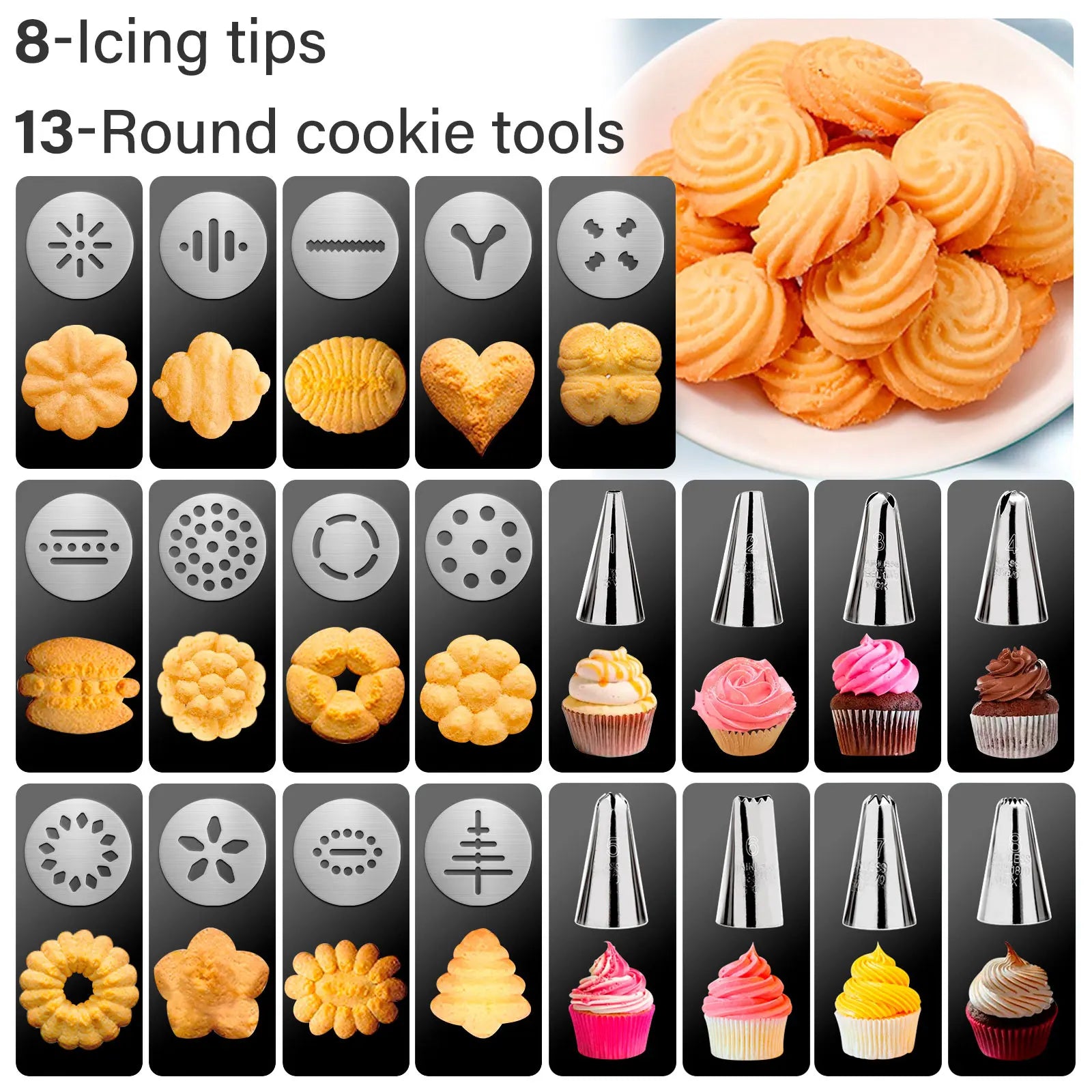 Biscuit Press Stainless Steel Cream Decorating Cookie Gun Nozzle Mold DIY Pastry Extruder Different Shapes Kitchen Baking Tools-Dollar Bargains Online Shopping Australia