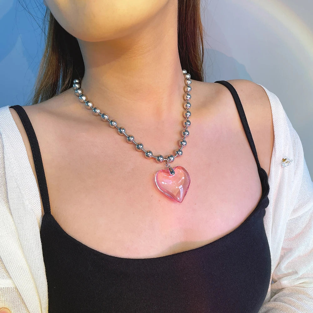 Goth Black Velvet Big Heart Pendant Choker Necklace for Women Elegant Weave Knotted Bowknot Adjustable Chain-Dollar Bargains Online Shopping Australia