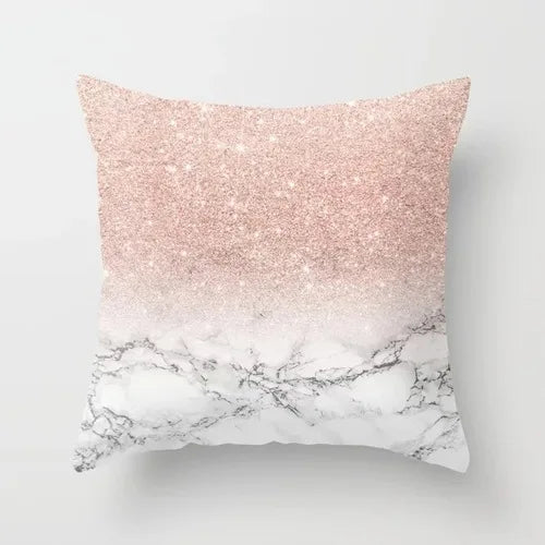 Nordic Style Pink Pillow Marble Geometric Series Waist Rest Cover Sofa Cushion with Removable-Dollar Bargains Online Shopping Australia