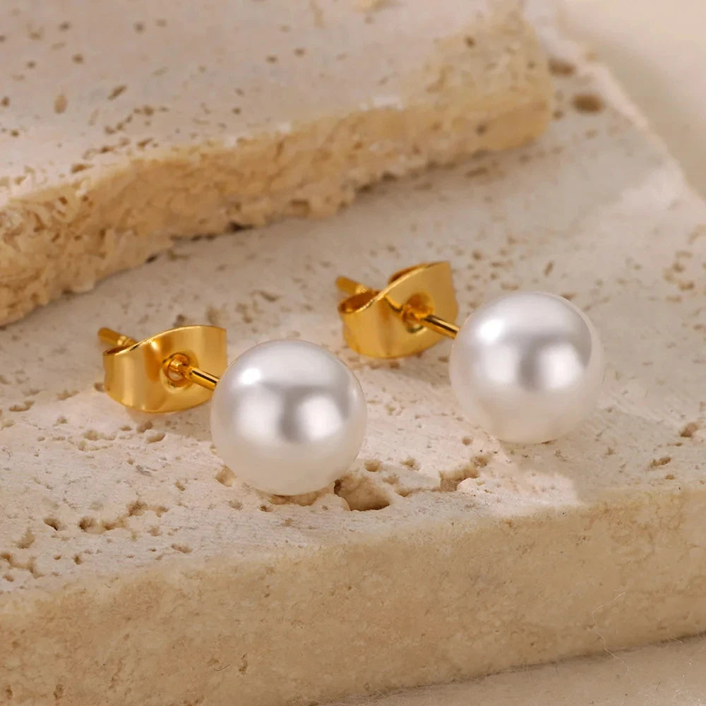 Circle Earrings For Women Vintage Punk Baroque Pearl Earrings Stainless Steel Ear Clip Women Jewelry Imitation Pearl-Dollar Bargains Online Shopping Australia