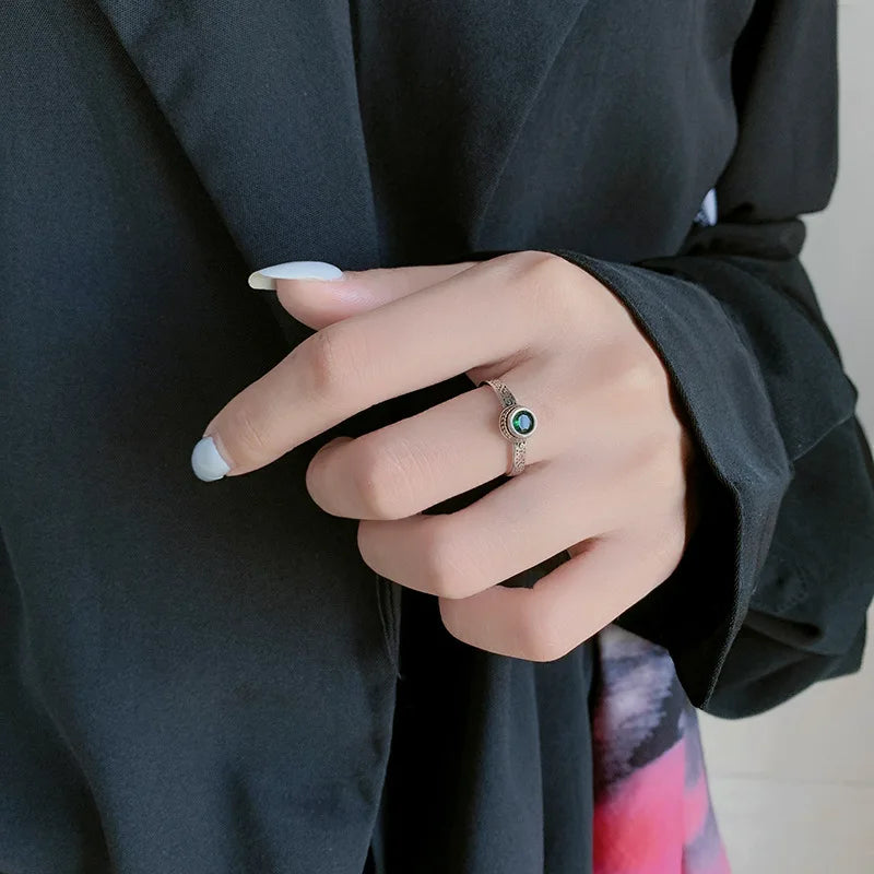 Sterling Silver Green Zircon Woman Rings Luxury Jewelry Accessories-Dollar Bargains Online Shopping Australia