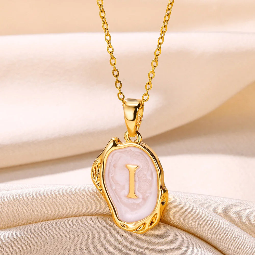 Y2K Stainless Steels Drip Oil 26 Letter Necklaces for Women Men Alphabet A-Z Initials Pendant Necklace Aesthetic Jewelry Gift-Dollar Bargains Online Shopping Australia