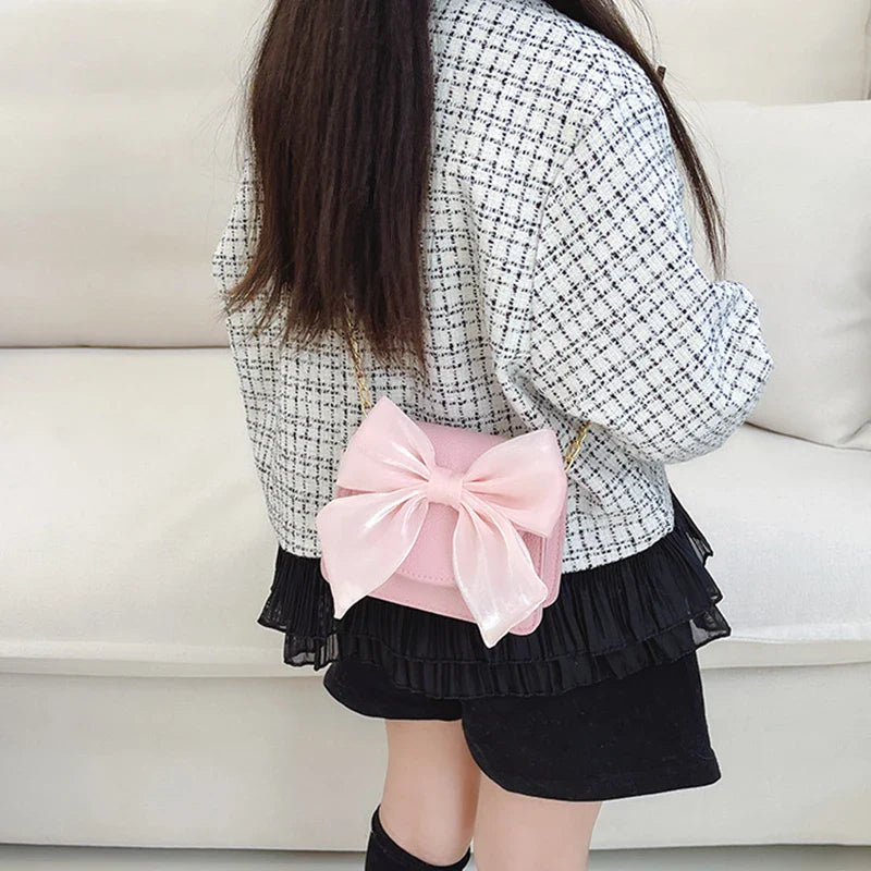 Children's Shoulder Bags Spring Flower Lace Bow Decor Girls Crossbody Bag Waterproof PU Kids Backpack Toddler Purse Handbag