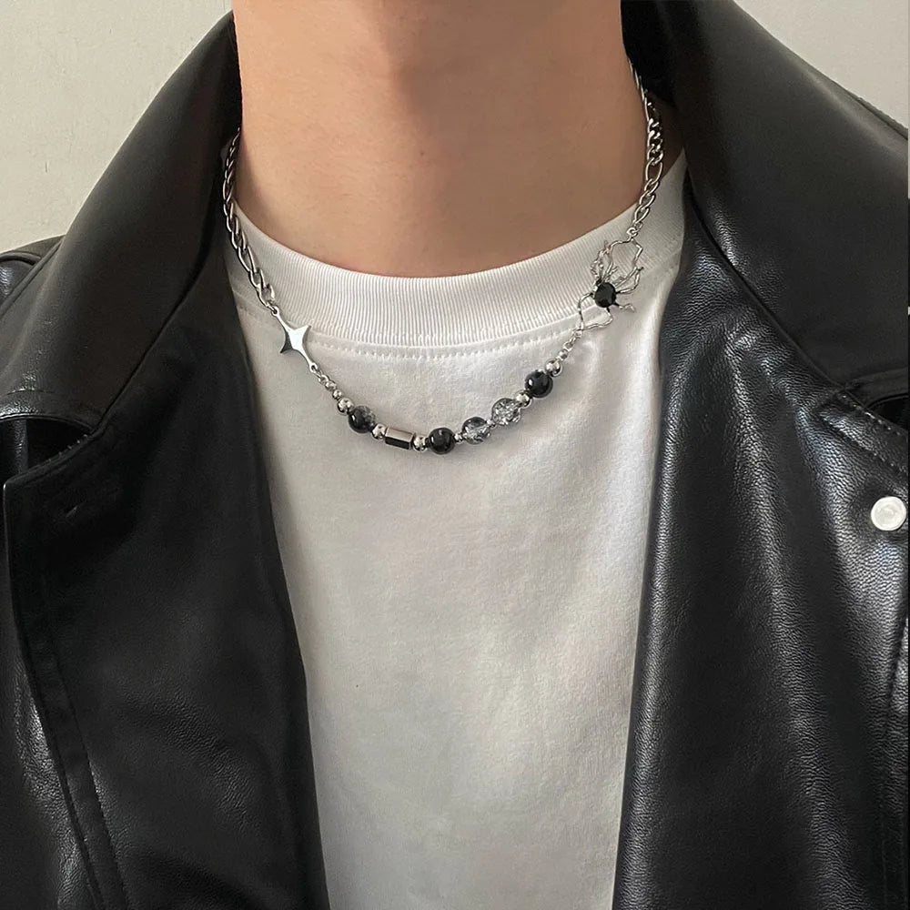 Hip Hop Zircon Star Double Layer Necklace For Men Women Trend Charm Titanium Steel Pendant Chain Unisex Jewelry-Dollar Bargains Online Shopping Australia