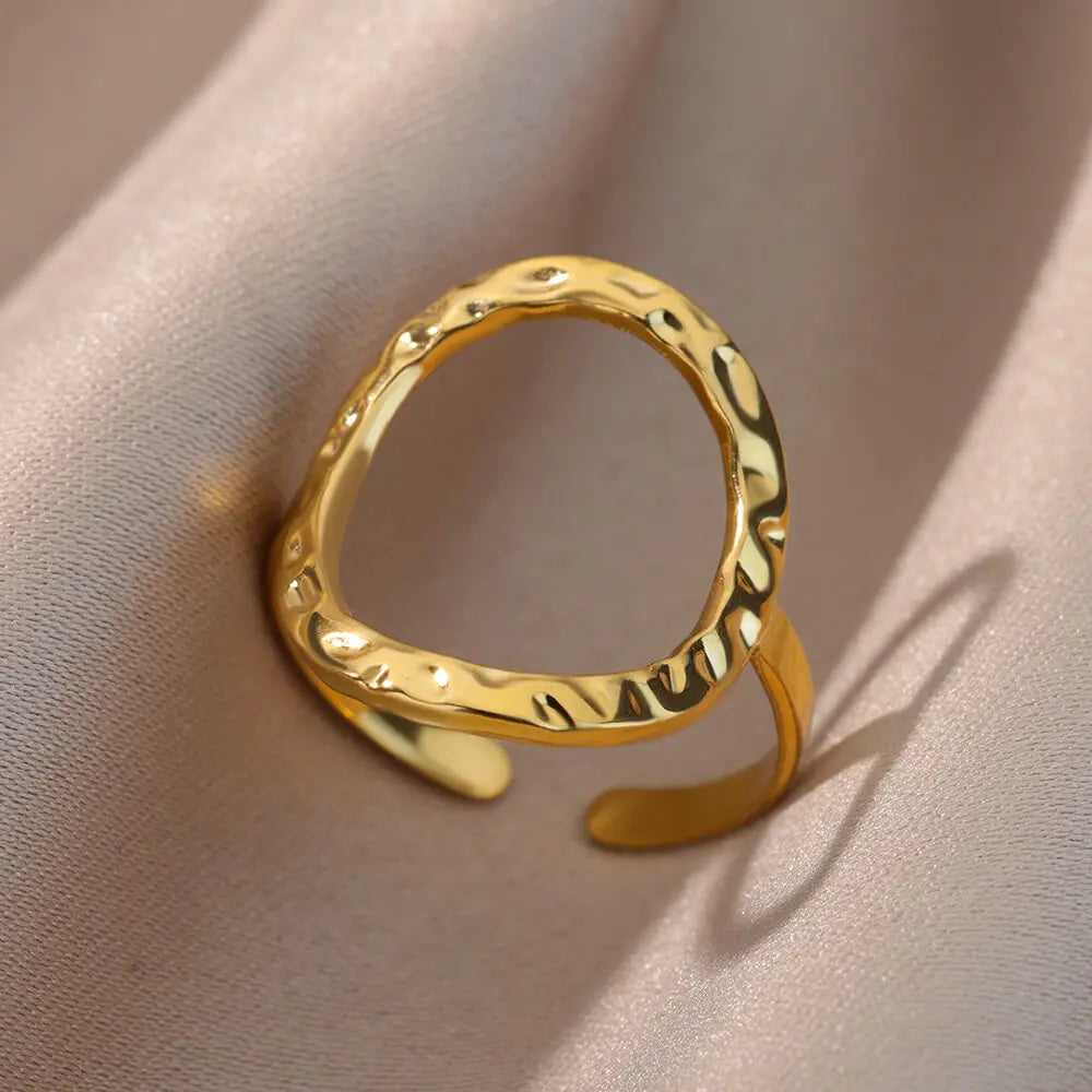 Irregular Hollow Opening Rings For Women Stainless Steel Gold Color Geometric Ring Fashion Simple Party Christmas Jewelry Gift-Dollar Bargains Online Shopping Australia