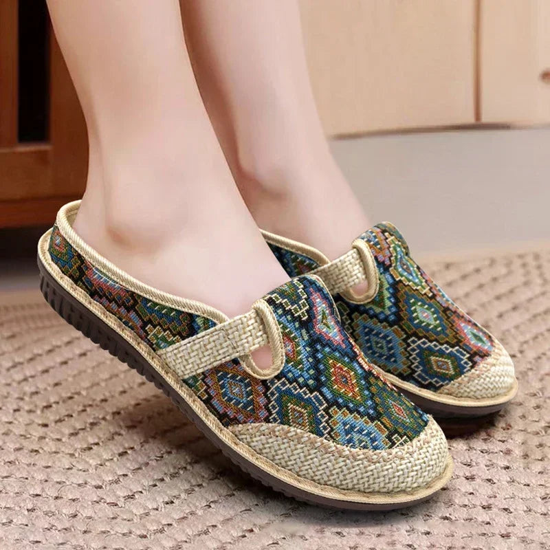 Fashion Women's Shoes Ethnic Style Embroidered Linen Breathable Outdoor Casual Slippers Shoes-Dollar Bargains Online Shopping Australia