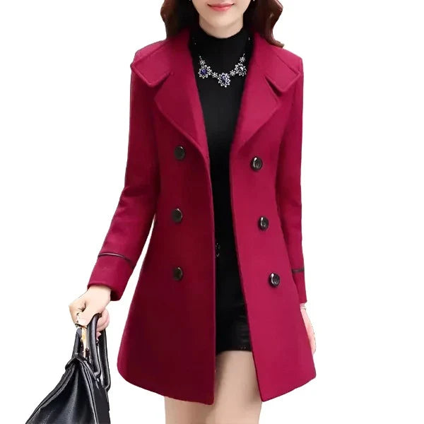 Jacket Women Double Breasted Solid Color Coat Korean Slim Female Woolen Jacket-Dollar Bargains Online Shopping Australia