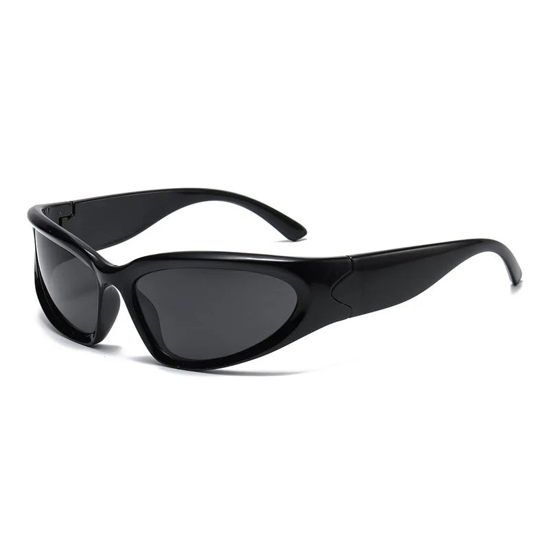 Fashion Wrap Around Cyber Y2K Sunglasses Women Silver Oval Shades Sports Cycling Sun Glasses Aesthetic Eyewear for Men Outdoor-Dollar Bargains Online Shopping Australia