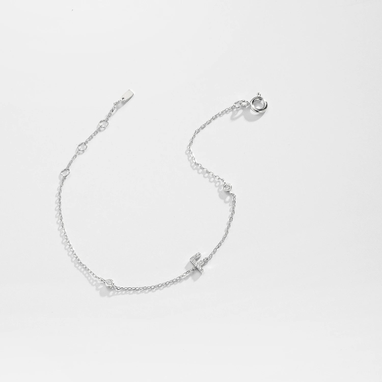 Silver Monogram Letter Initial Charm Chain Bracelet Luxury Wedding Crystal Fine Jewelry-Dollar Bargains Online Shopping Australia