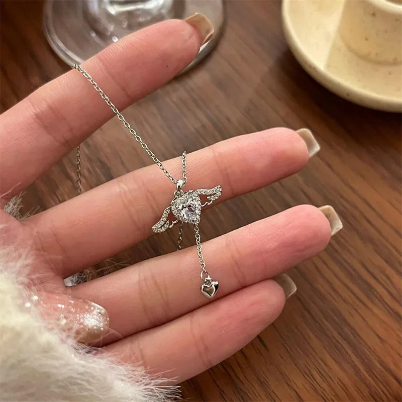 Kpop Y2K Aesthetic Butterfly Pendant Necklace for Women Hip Hop Vintage Double Chain Heart Necklaces Girls Gifts Jewelry-Dollar Bargains Online Shopping Australia