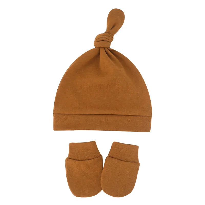Newborn Baby Hat With Gloves Cotton Bonnet Baby Beanie For Girls Spring Soft Infant Cap Boy Toddler Accessories Gift-Dollar Bargains Online Shopping Australia
