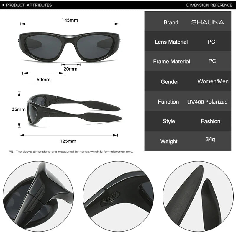 Y2K Cat Eye Men Polarized Sport Sunglasses Shades UV400 Fashion Punk Goggles Luxury Women Driving Sun Glasses