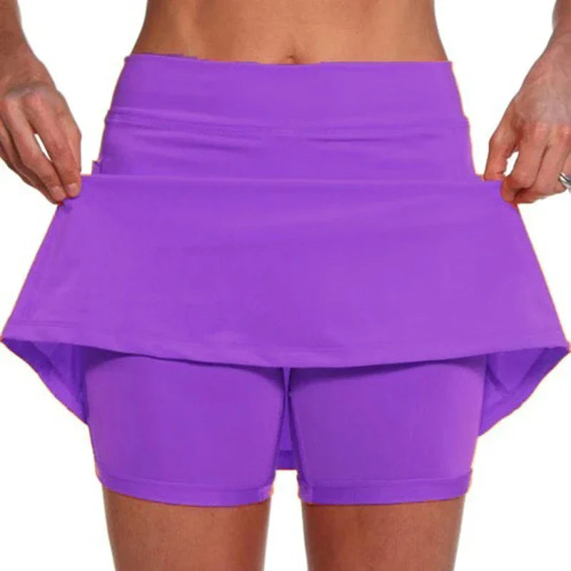 Womens Sports Skirts Solid Color Anti-exposure Skort Running Tennis Golf Shorts Breathable Short Dress with Pockets-Dollar Bargains Online Shopping Australia