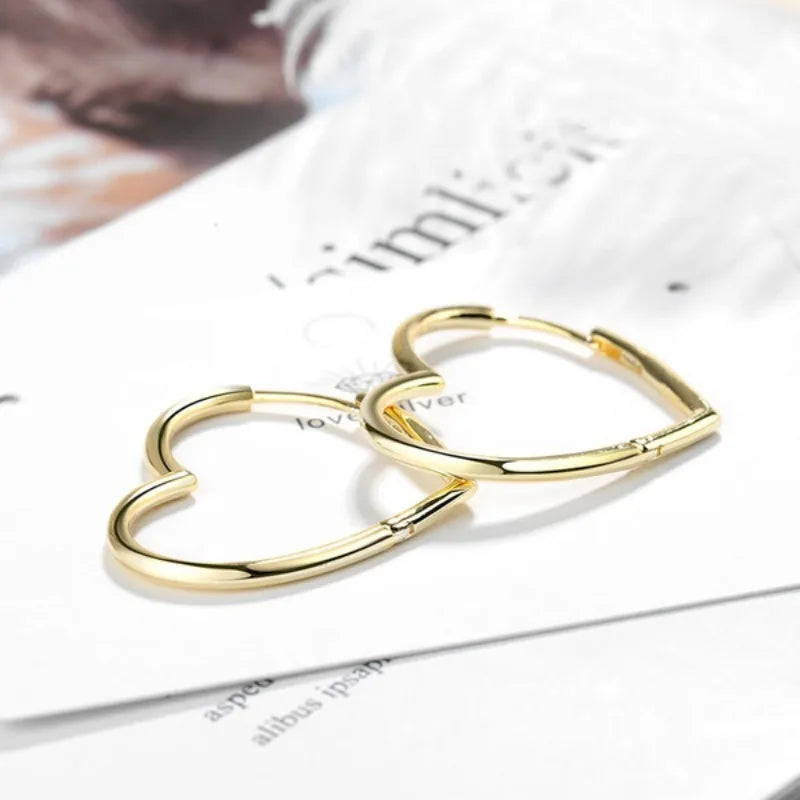 Hollow Big Heart Hoop Earrings for Women Simple Gold Silver Color LOVE Earring Piercing-Dollar Bargains Online Shopping Australia