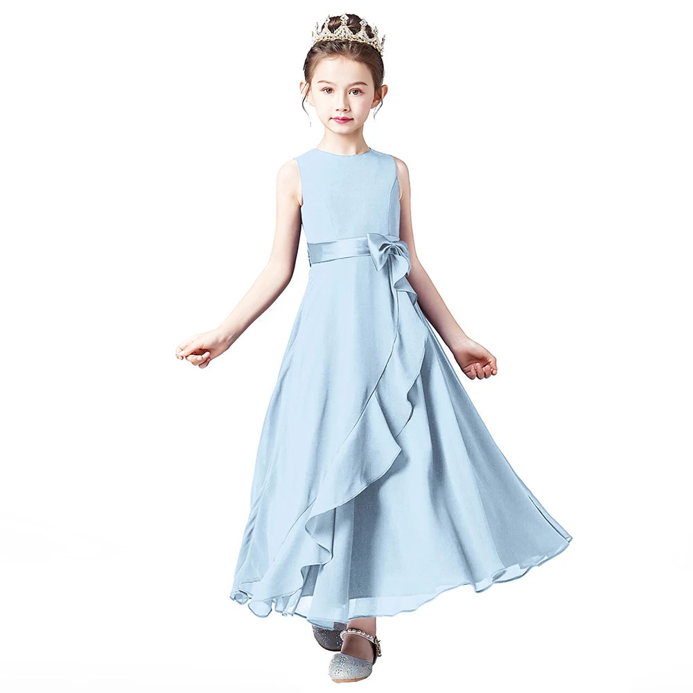 Chiffon Junior Bridesmaid For Teens Ankle-Length Flower Girl Dresses F Chiffon Junior Bridesmaid For Teens Ankle-Length Flower Girl Dresses F
