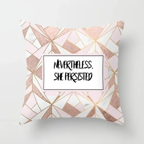Nordic Style Pink Pillow Marble Geometric Series Waist Rest Cover Sofa Cushion with Removable-Dollar Bargains Online Shopping Australia