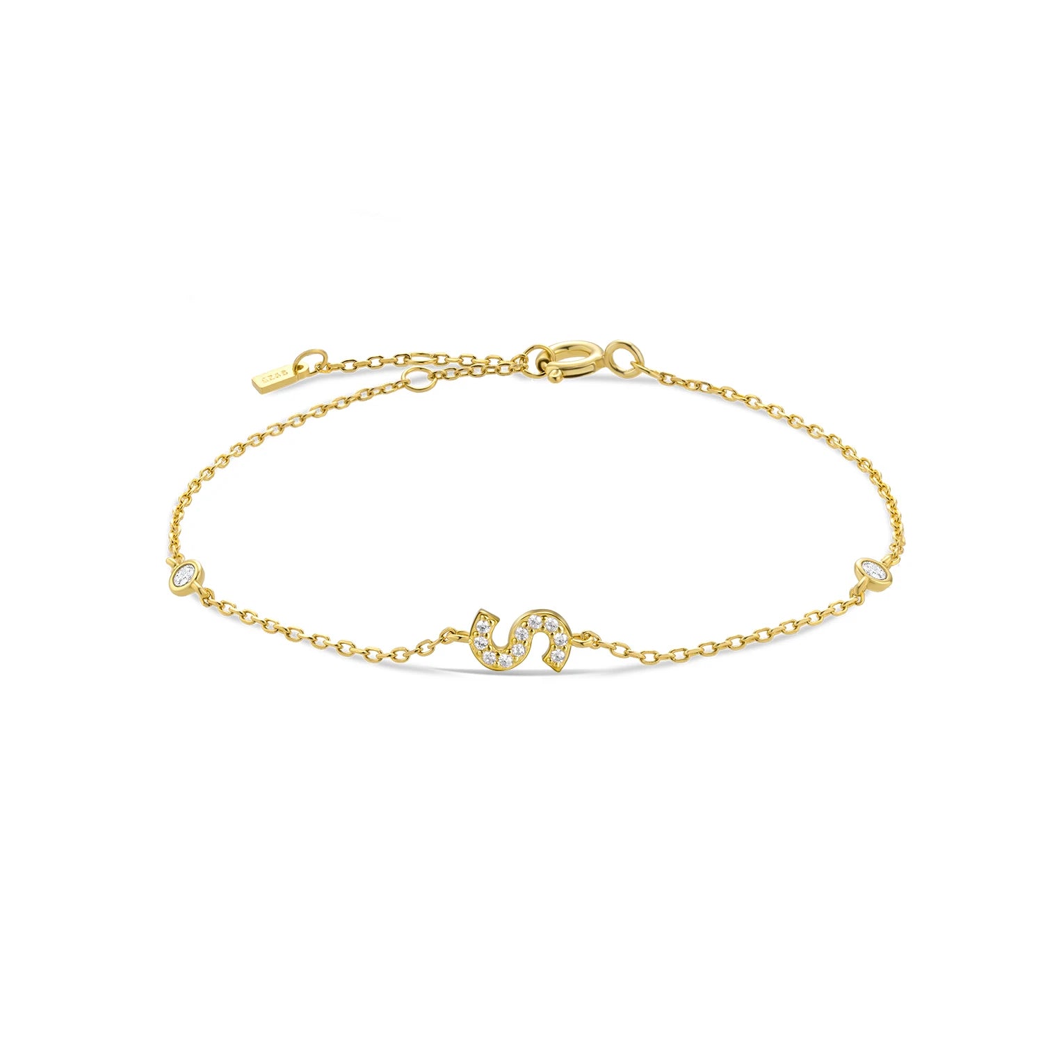 Silver Monogram Letter Initial Charm Chain Bracelet Luxury Wedding Crystal Fine Jewelry-Dollar Bargains Online Shopping Australia