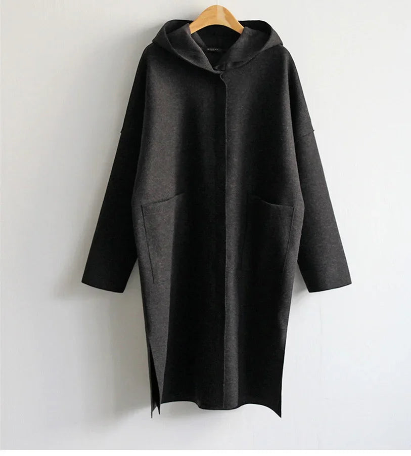 Plus-size Hooded Women's Windbreaker Casual Loose Turndown Collar Top Trenchcoat Laydies Woolen Overcoat For Spring Autumn S-3XL-Dollar Bargains Online Shopping Australia