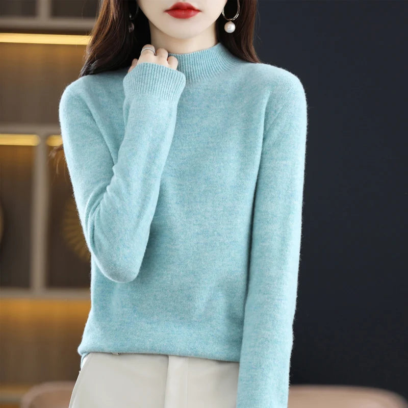100% Pure Wool Half-neck Pullover Cashmere Sweater Women's Casual Knit Top-Dollar Bargains Online Shopping Australia