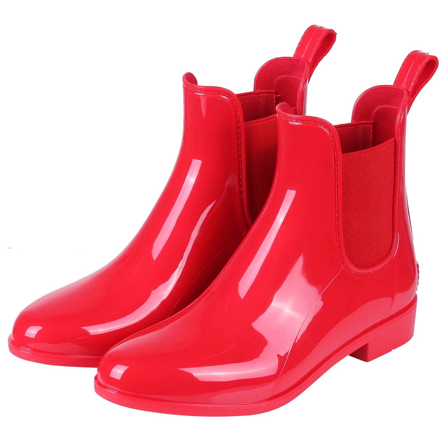 Women Chelsea Rain Boots Shiny Ankle Boots Waterproof Upper Toe Elastic Band Low Sole Fashion Non-slip Comfortable Boots-Dollar Bargains Online Shopping Australia