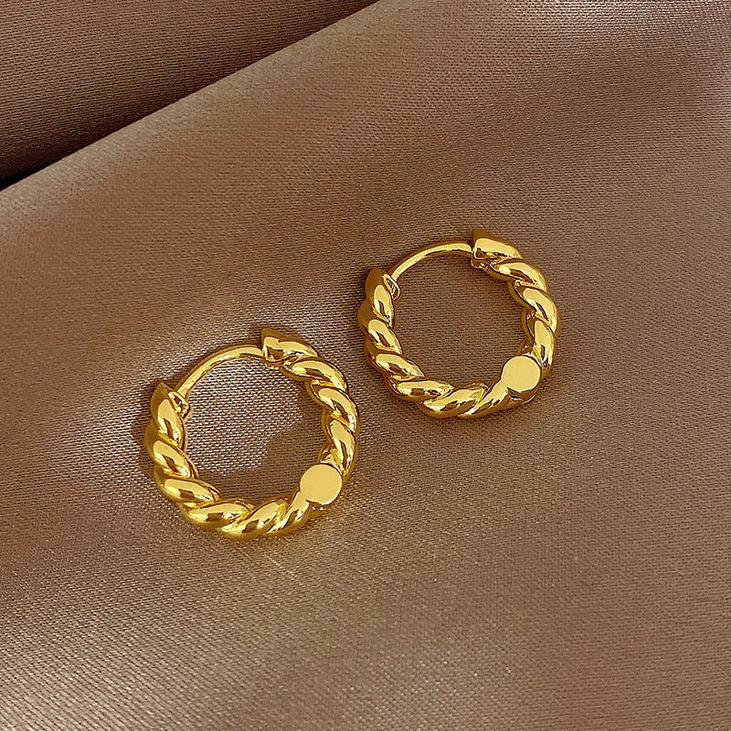 2PCS/Set Fashion Gold Color Hoop Earrings for Women Korean Design Crystal Pearl Dangle Earring Jewelry-Dollar Bargains Online Shopping Australia
