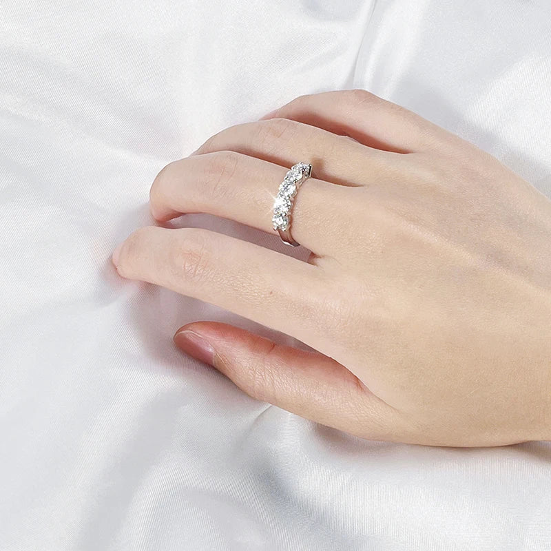 Moissanite Ring for Women Stone Match Diamond Wedding Band Bride S925 Sterling Silver-Dollar Bargains Online Shopping Australia