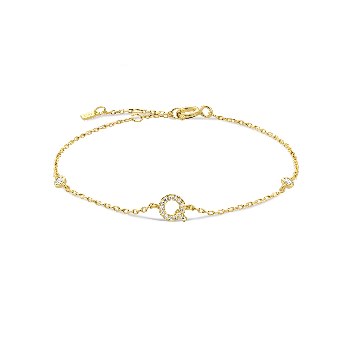 Silver Monogram Letter Initial Charm Chain Bracelet Luxury Wedding Crystal Fine Jewelry-Dollar Bargains Online Shopping Australia