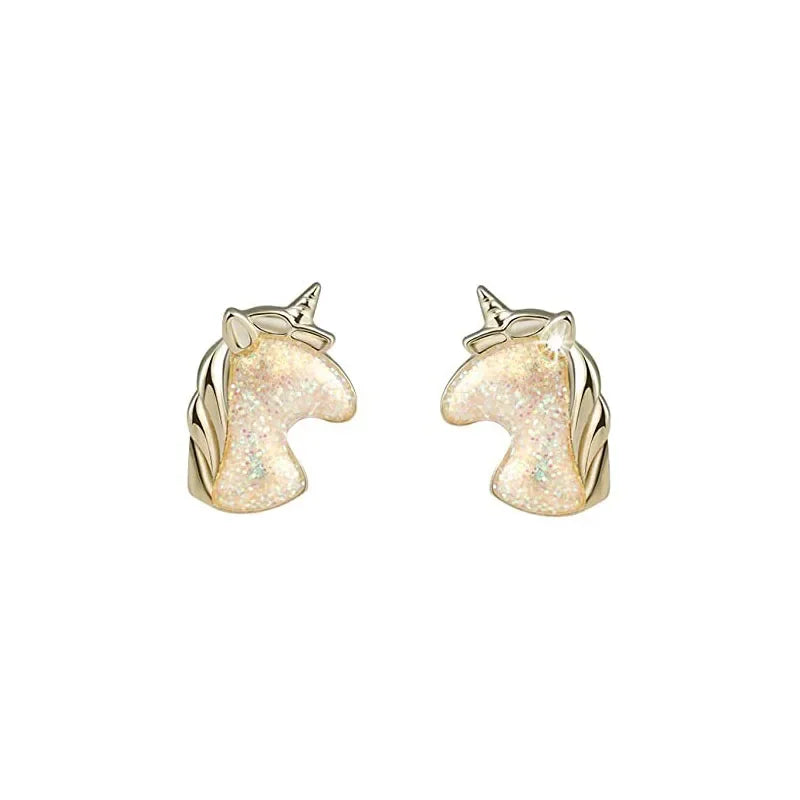 Unicorn Stud Earrings for Little Girl Kids Crystal Cat Butterfly Rainbow Heart Star Earring-Dollar Bargains Online Shopping Australia