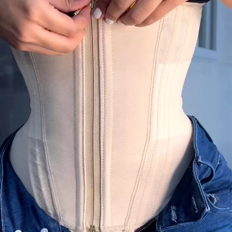 Fajas Colombianas Double Compression Waist Trainer Adjustable Zipper and Hook-eyes Bone Women Body Shaper Flat Belly Corset-Dollar Bargains Online Shopping Australia