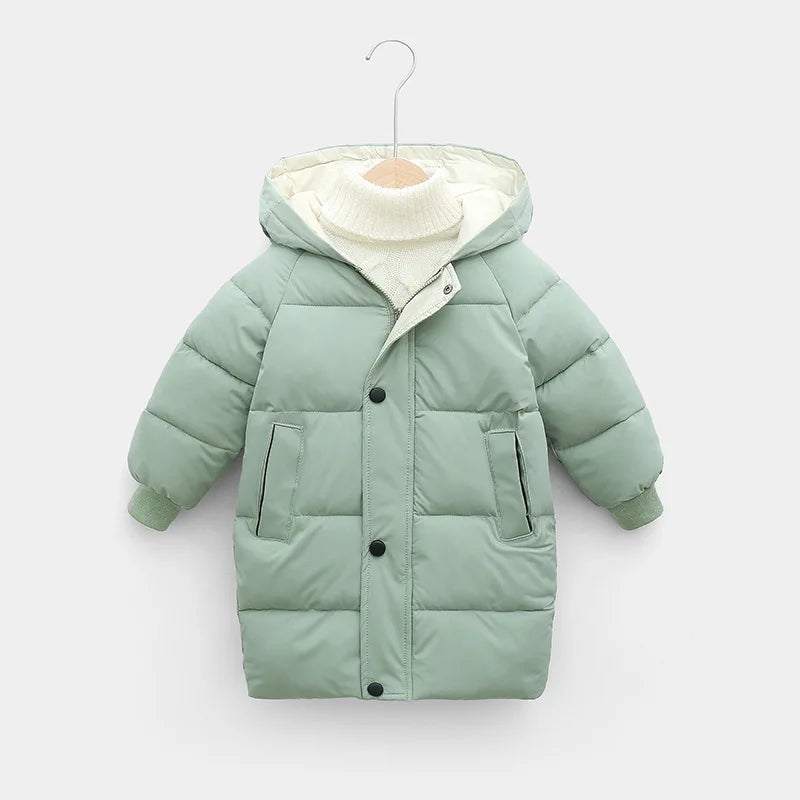 Winter Girls Sweet Long Down Jackets Hooded Big Fur Collar Kids Parkas Children Clothes Girls Windproof Thicken Warm Coats-Dollar Bargains Online Shopping Australia