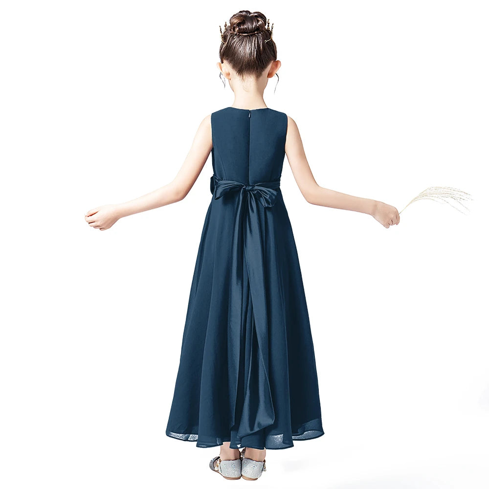 Chiffon Junior Bridesmaid For Teens Ankle-Length Flower Girl Dresses For Wedding Party Kids First Communion Gowns-Dollar Bargains Online Shopping Australia
