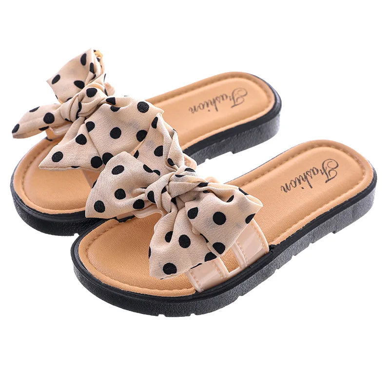 Bow Flats Open Toe Slide Sandals Non-slip Flip Flops Children Home Slippers Kids Girls Summer Cute Beach Slippers Shoe-Dollar Bargains Online Shopping Australia