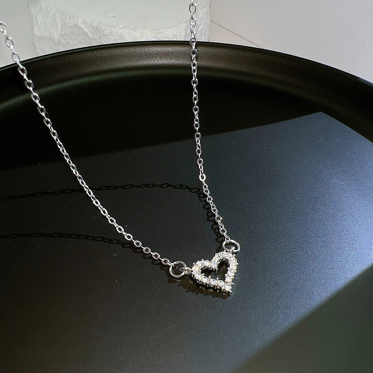 Butterfly Heart Zircon Necklace for Women Girls Silver Color Shiny Love Clavicle Chain Necklaces New Trend Jewelry-Dollar Bargains Online Shopping Australia