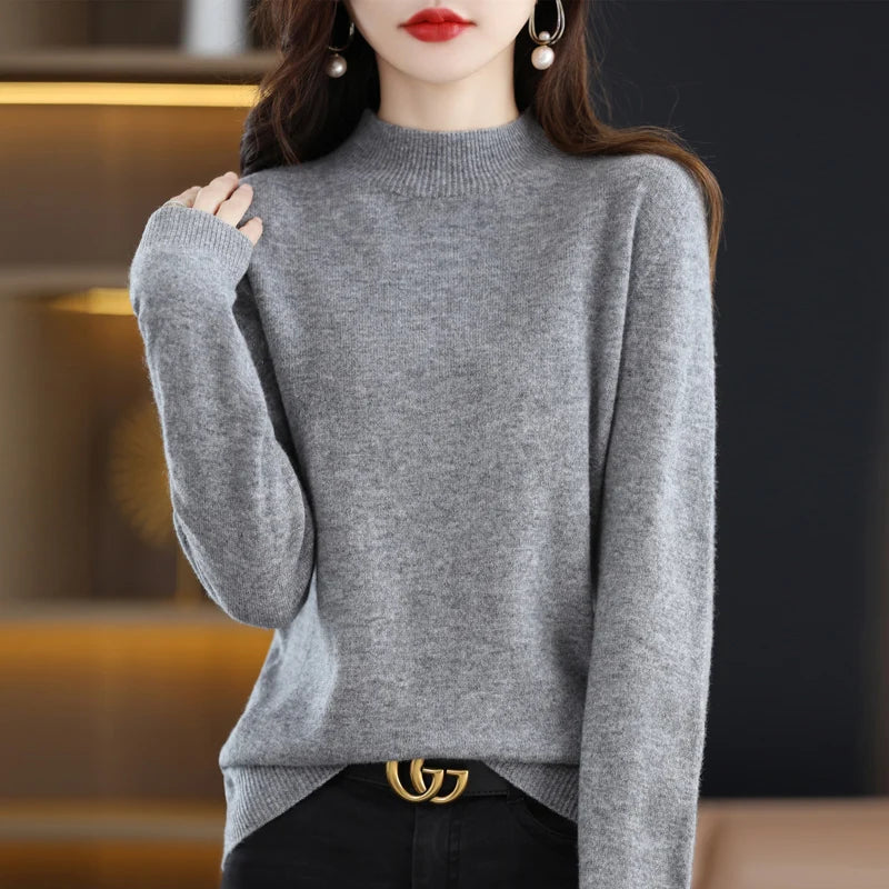 100% Pure Wool Half-neck Pullover Cashmere Sweater Women's Casual Knit Top-Dollar Bargains Online Shopping Australia