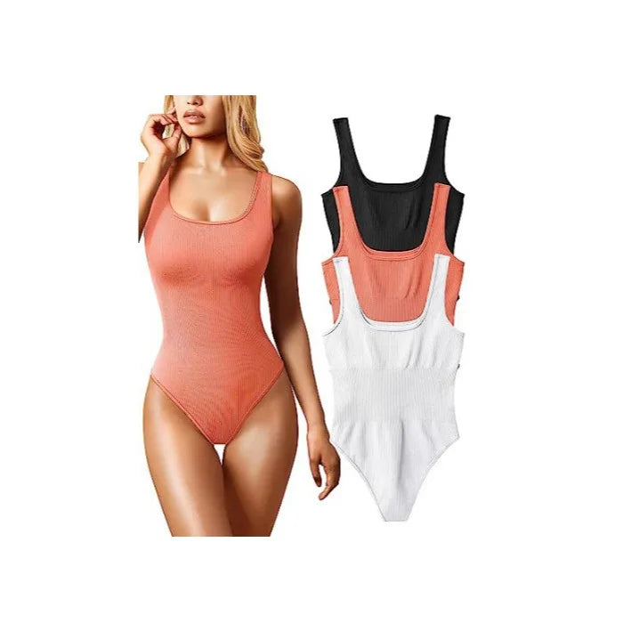 Sleeveless Bodysuits for Women Summer Basic Ribbed Sexy Crew Neck Racerback Tank Tops Body Suit Going Out-Dollar Bargains Online Shopping Australia
