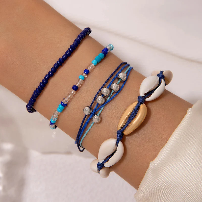 Tocona Boho Love Moon Bracelets for Women Charms Bead Gold Color Star Clear Crystal Stone Letter Rope-Dollar Bargains Online Shopping Australia