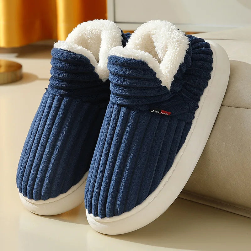 Unisex Home Men Cotton Slippers Casual Plush Shoes Warm Velvet Sneakers-Dollar Bargains Online Shopping Australia