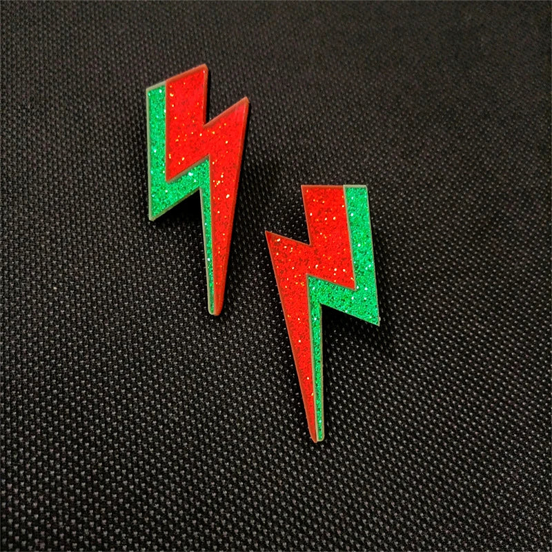 Glitter Lightning Acrylic Stud Earrings For Women Multicolor Jewelry Mirror Trendy Fashion Summer Classic Accessories-Dollar Bargains Online Shopping Australia
